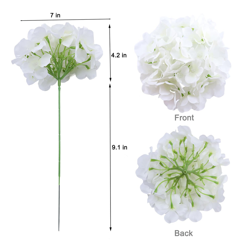 Aviviho Artificial Flowers White Full Faux Hydrangea Silk Flowers With Stems Pack Of 10 Ivory White Fake Hydrangea Artificial Fl