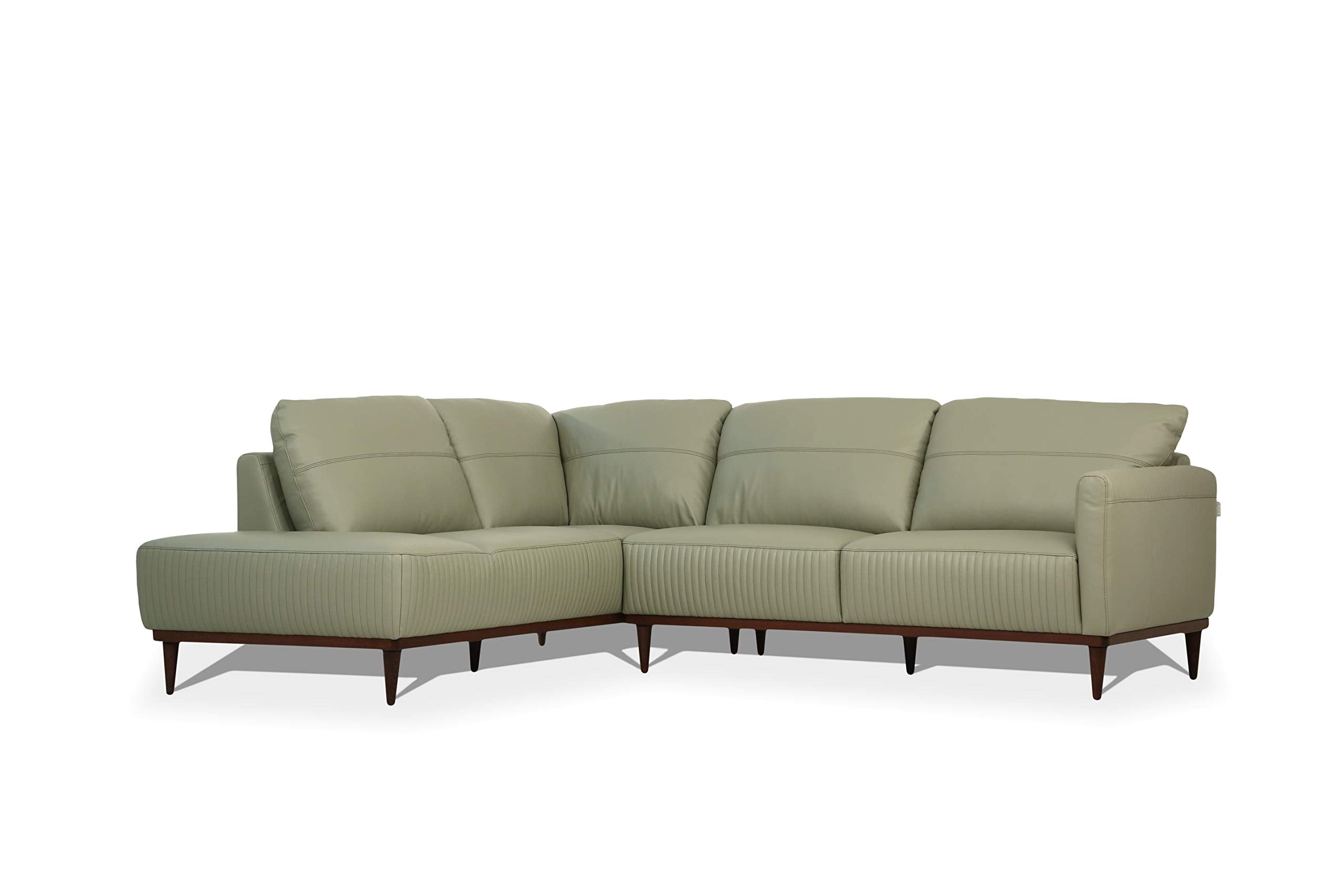 Acme Tampa Left Facing Leather Sectional in Airy Green