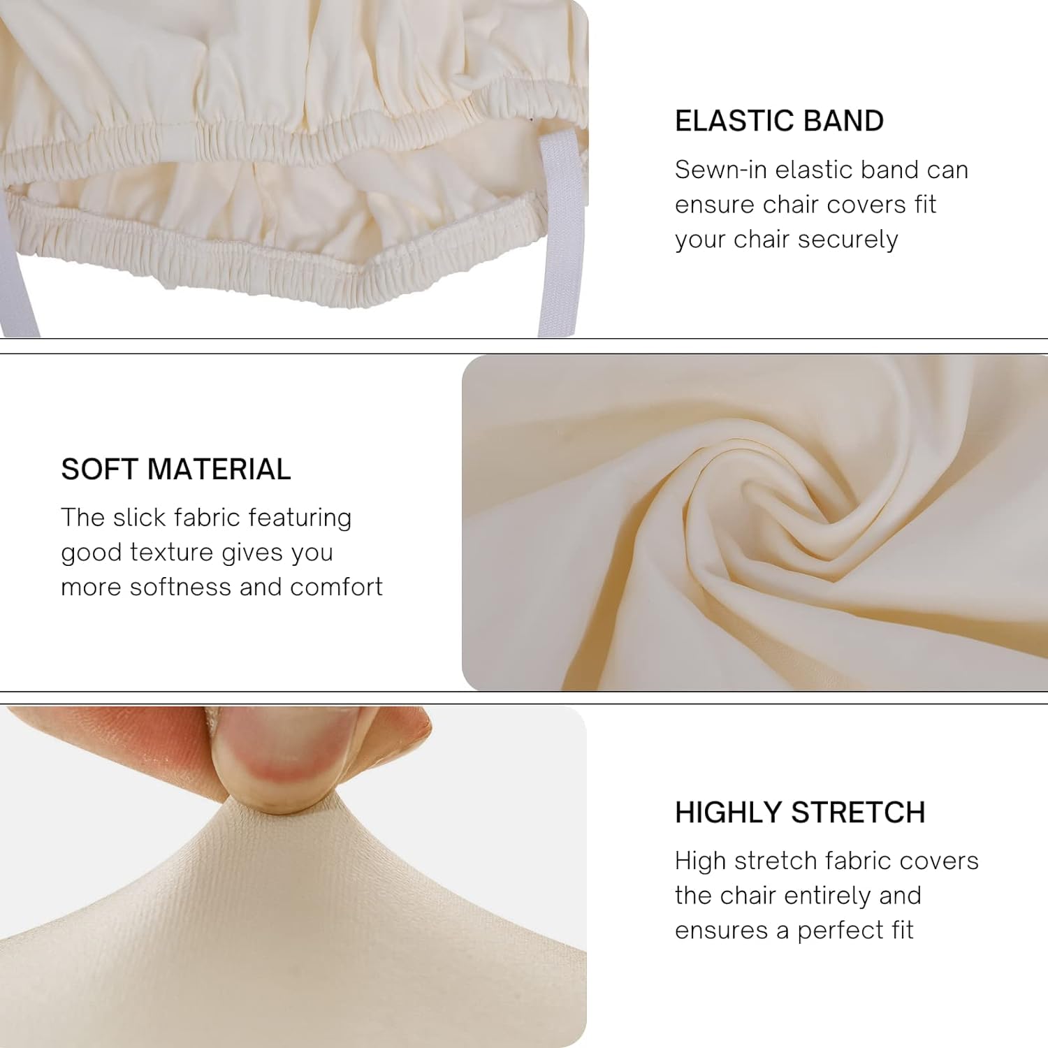 Searchi Waterproof Pu Leather Seat Covers For Dining Chairs, 2 Pack Stretch Dining Room Chair Seat Covers, Kitchen Chair Seat Covers Protectors (Cream)