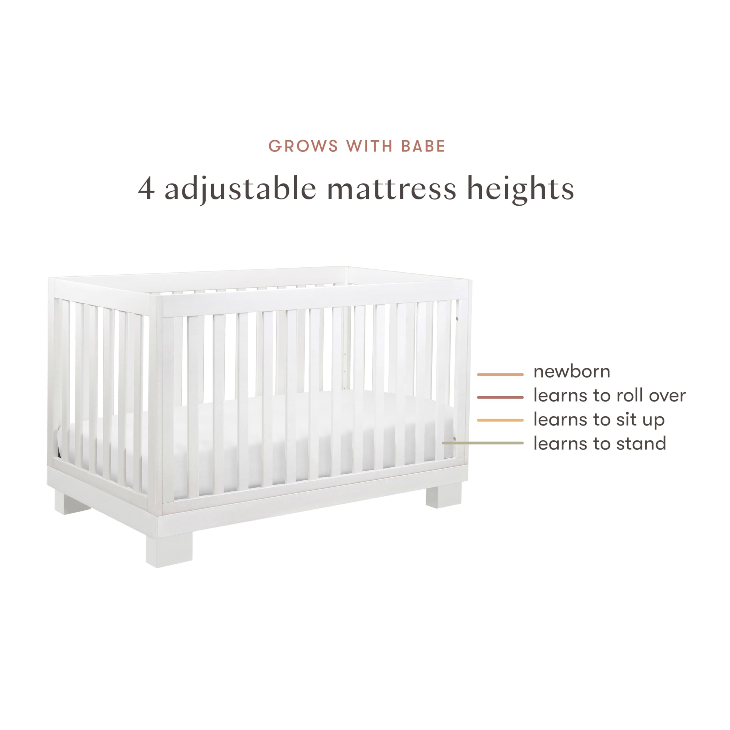 Babyletto Modo 3-In-1 Convertible Crib With Toddler Bed Conversion Kit In White, Greenguard Gold Certified