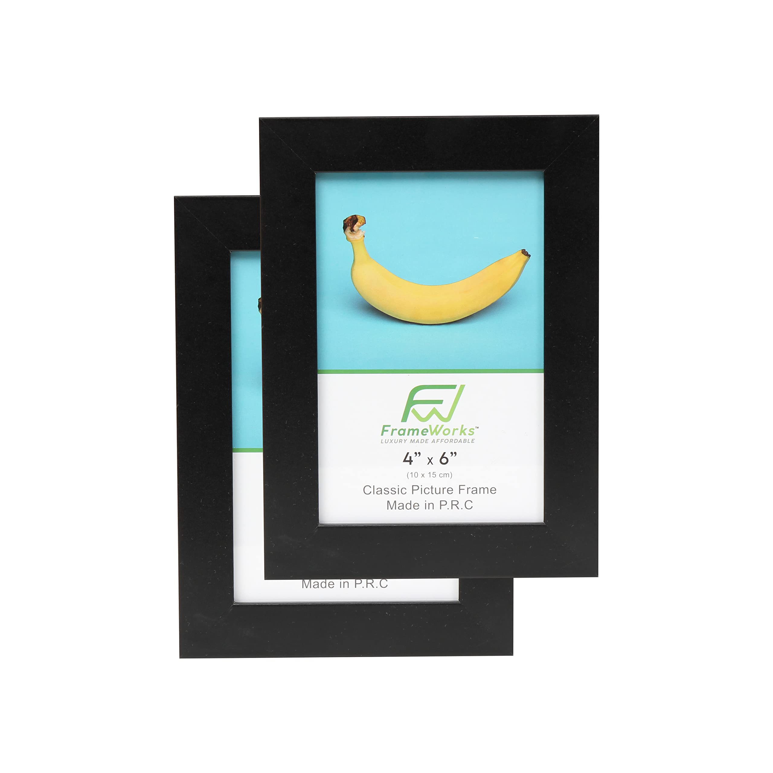 FrameWorks 2-Pack, 4x6 Picture Frame, Black - Classic Photo Frame with Tempered Glass, Picture Frame with Clean Edges, Poster Fr