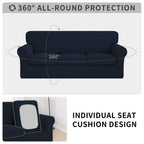 Issuntex 4 Pieces High Stretch Thicken Couch Covers, Soft Sofa Slipcover For 3 Separate Cushion Couch, Jacquard Fabric Elastic S
