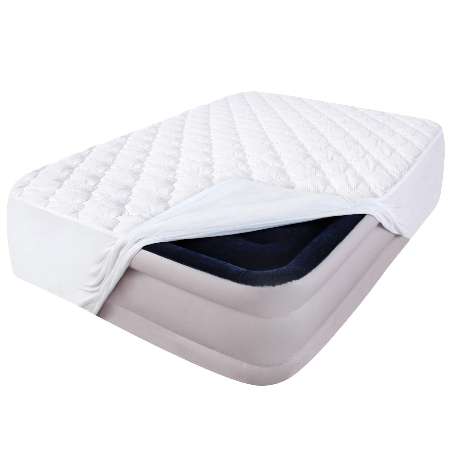 Queen Mattress Pad Thick Quilted Mattress Topper Air Mattress Cover, Super Soft Breathable And Noiseless Down Alternative Fiber