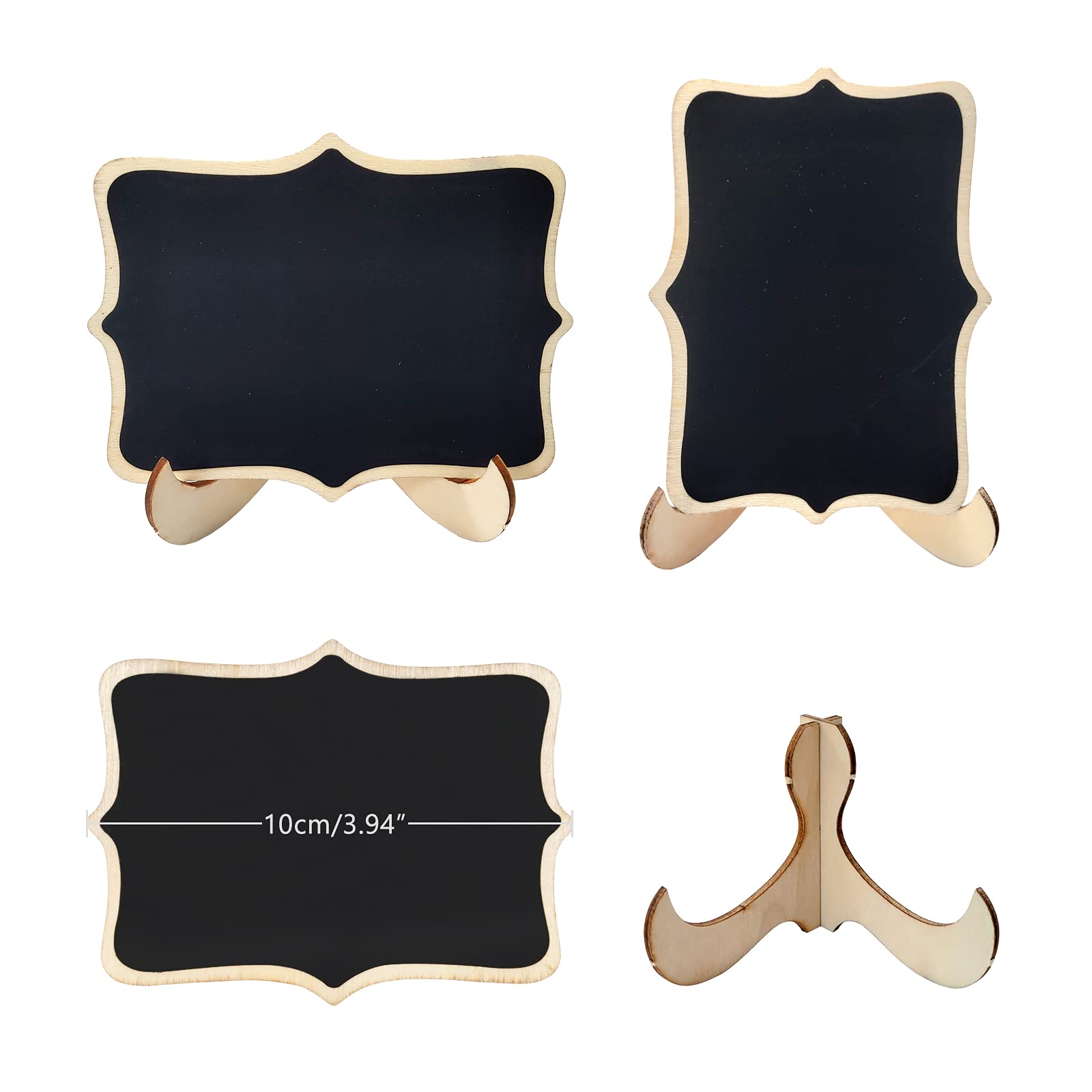 24 Pcs Wooden Mini Chalkboards Signs For Food Signs, Wedding Signs, Message Signs, Event Decorations, And Include Wave-Shaped Bo
