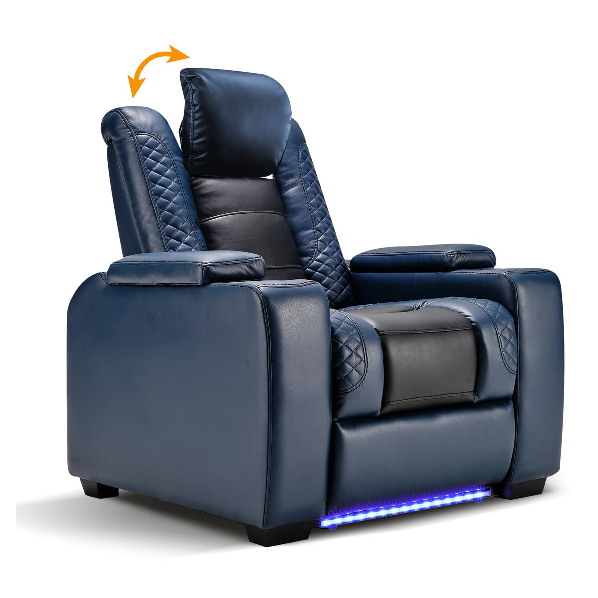 Anj Power Home Theater Seating, Pu Leather Electric Recliner Chair With Powered Headrest, Dual Motors Movie Reclining Chairs Wit