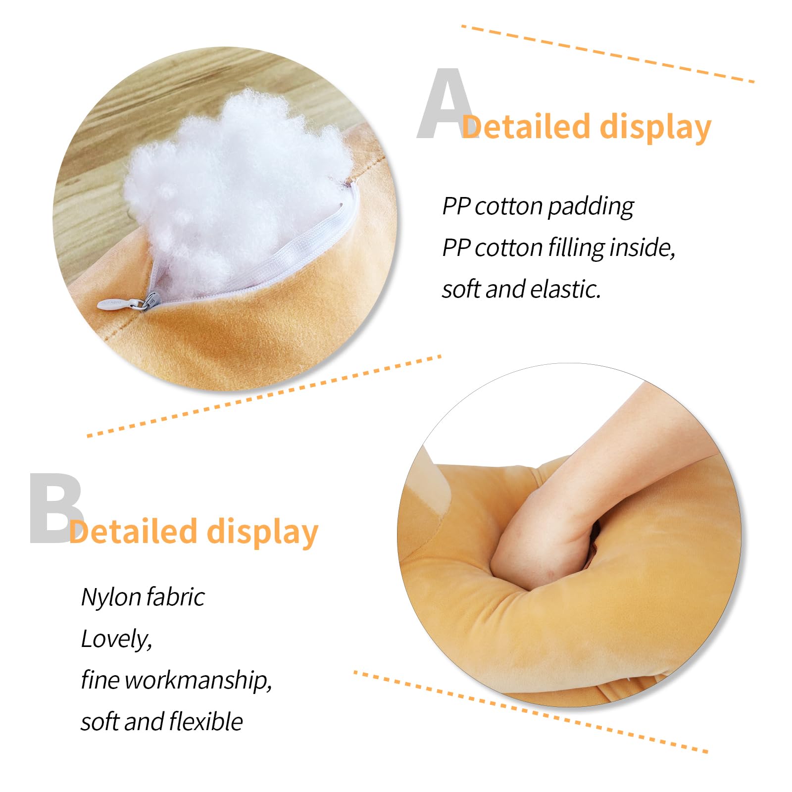 Afan Cute Long Cat Plush Kawaii 19.6' Body Pillow Cat Stuffed Animals Soft Plushies Cuddly Cotton Kitten Sleeping Pillow Stuffe