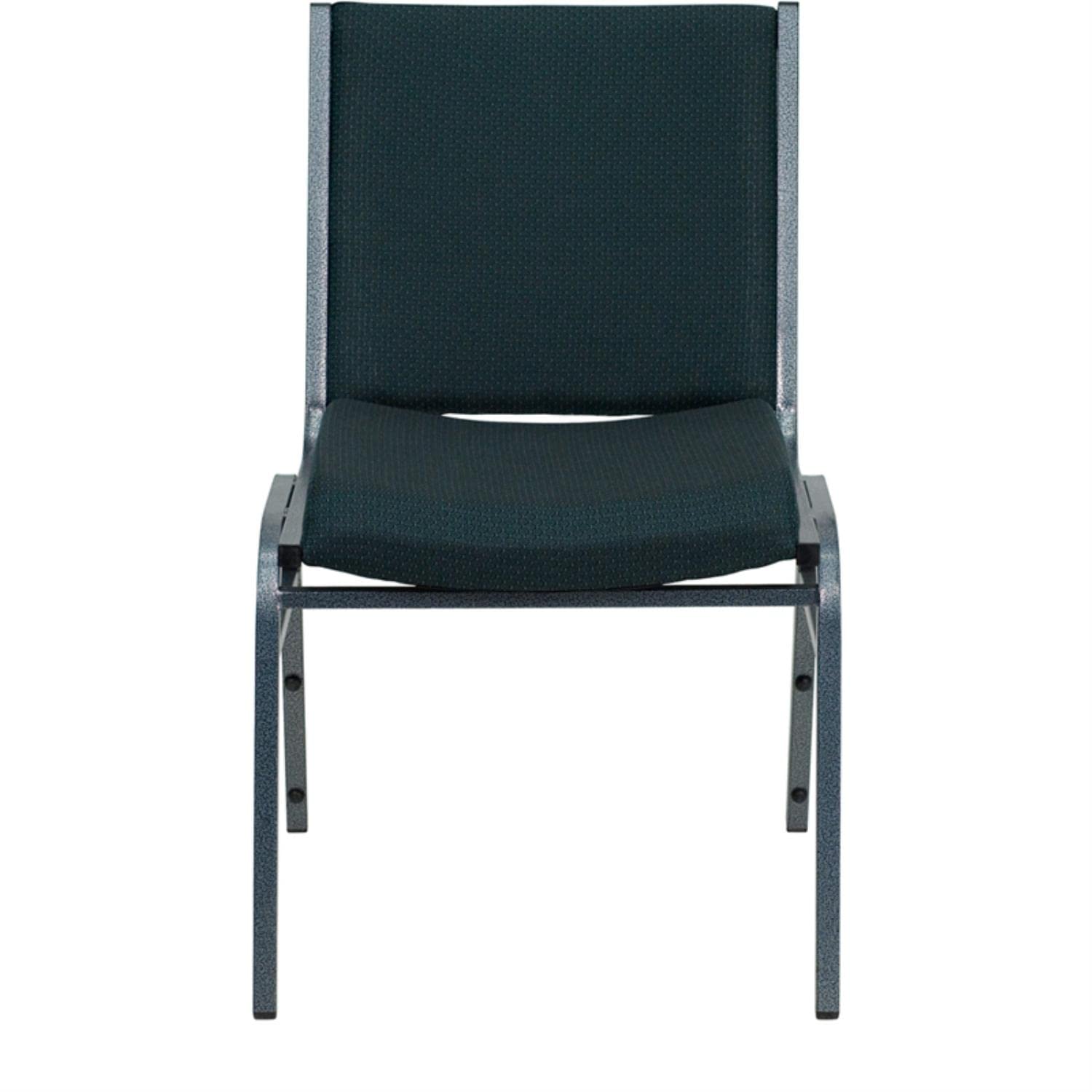 Flash Furniture HERCULES Series Heavy Duty Green Patterned Fabric Stack Chair with Ganging Bracket