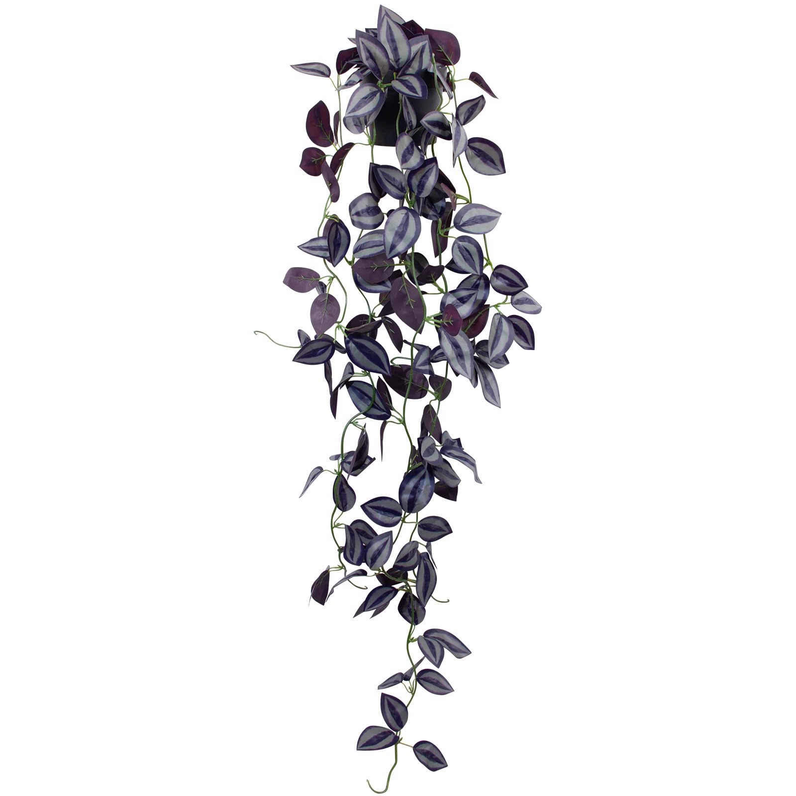 LOYWREE Small Fake Hanging Purpleeyebrow Leaf Plant, 37.7in Artificial Potted Plant Faux Ivy Vine Plant Hanging Plant Pothos for