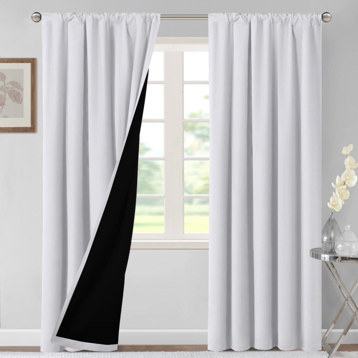 H.Versailtex 100% Blackout Curtains For Bedroom Thermal Insulated Blackout Curtains 84 Inches Long Rod Pocket Window Drapes For