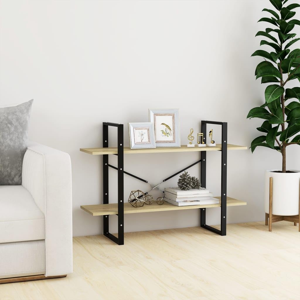 vidaXL 2-Tier Book Cabinet Sonoma Oak 39.4&quot;x11.8&quot;x27.6&quot; Engineered Wood