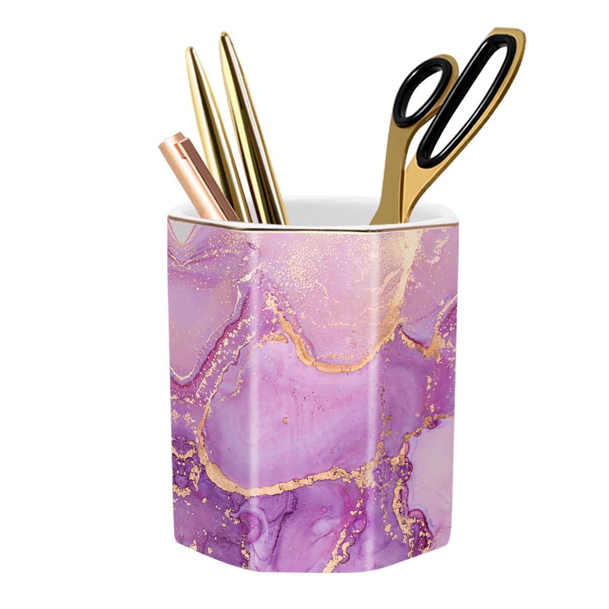 Waveyu Large Capacity Colored Ceramic Marble Pencil Storage Marker Pen Holder Cute Stationery Holder For Office,High School Coll