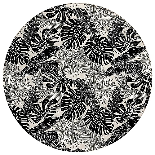 Dalyn Rugs Tropics Tc16 Black 8' X 8' Indoor Outdoor Round Rug, Easy Clean, Machine Washable, Non Shedding, Bedroom, Living Room, Dining Room, Kitchen, Patio Rug