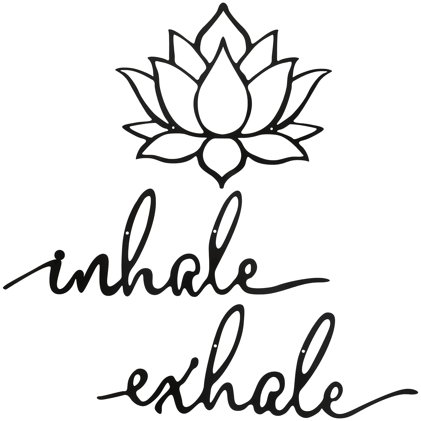 Inhale Exhale Wall Art Yoga Meditation Decor Lotus Flower Wall Art Yoga Sign Decorative Black Metal Meditation Decoration Spirit