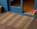 3 X 5 Brown And Khaki Striped Washable Indoor Outdoor Area Rug