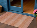 3 X 5 Terra Cotta And Peach Striped Washable Indoor Outdoor Area Rug