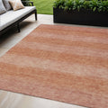 5 X 8 Terra Cotta And Peach Striped Washable Indoor Outdoor Area Rug