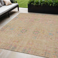 5 X 8 Tan Pink And Yellow Floral Medallion Washable Indoor Outdoor Area Rug