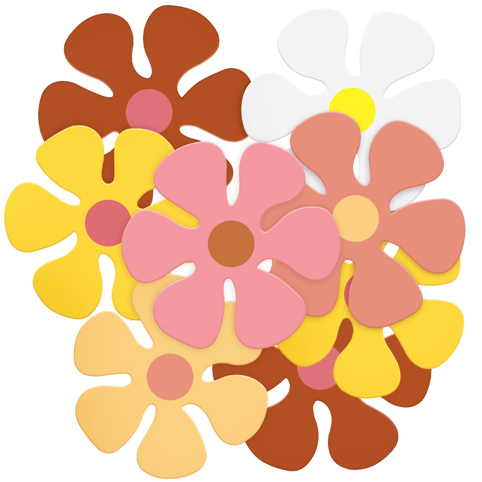 60 Pieces Groovy Party Decorations 70s Retro Flower Cutouts Daisy Paper Cutout Decor Hippie Flower Cutouts for 60s 70s One Two G