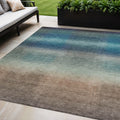 5 X 8 Blue And Copper Abstract Washable Indoor Outdoor Area Rug
