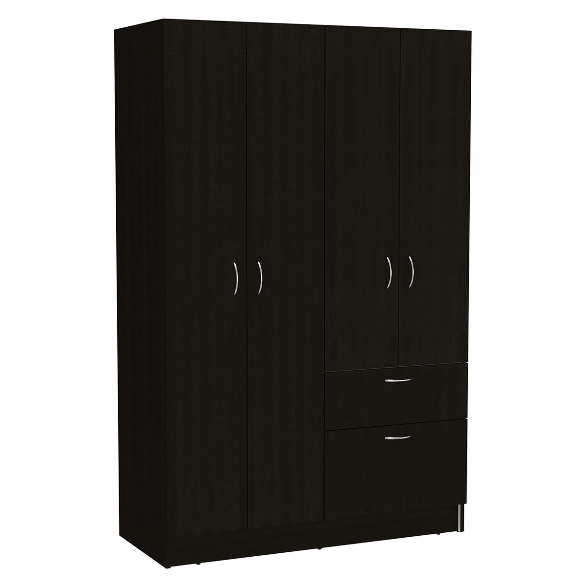 Itaca Armoire, Double Door Cabinet, 1 Drawer, 5 Interior Shelves, Rod, Black/White