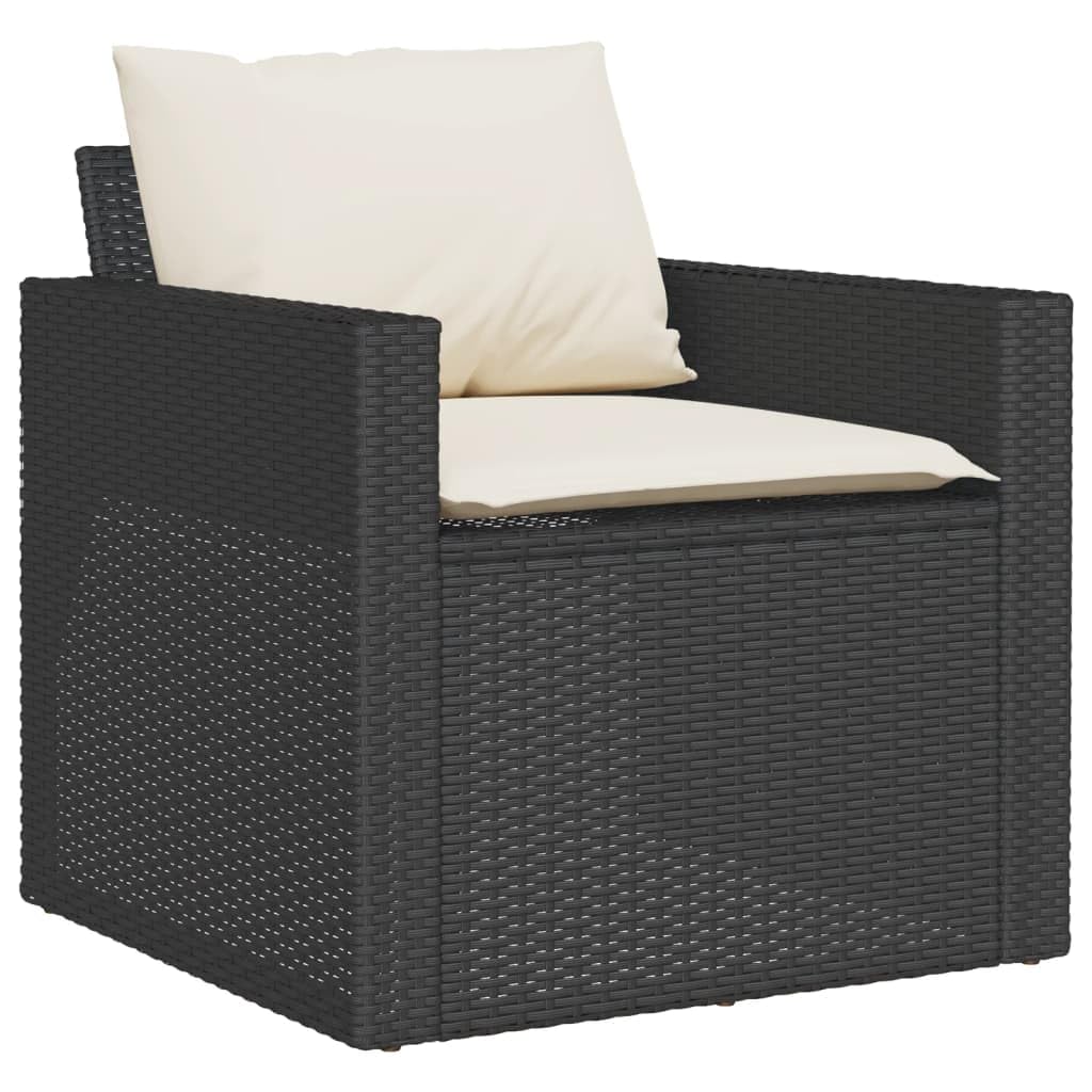 vidaXL 6-piece Lounge set with cushions poly rattan black