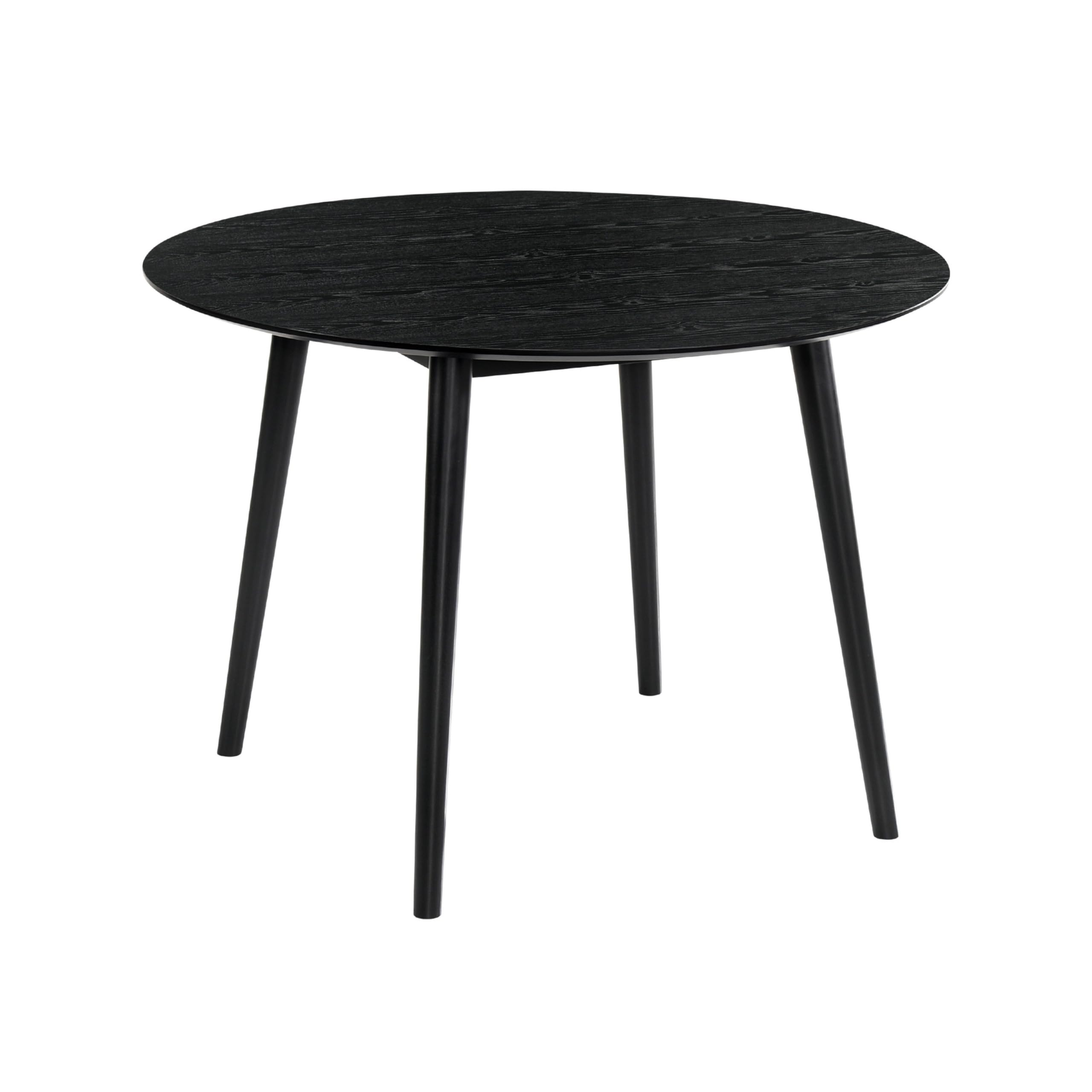 Benjara Round Dining Table with Wood and Tapered Legs, Black