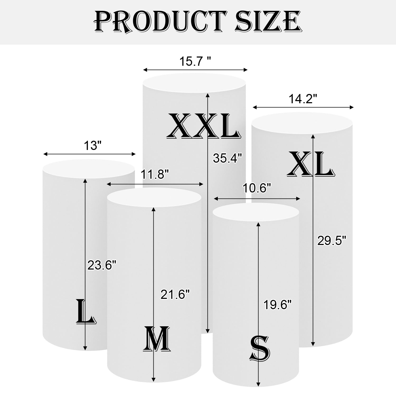 Saitimade Set Of 5 - White Cylinder Pedestal Stand Covers, Flexible Cylinder Stand Covers For Party, Wedding Or Birthday Event D