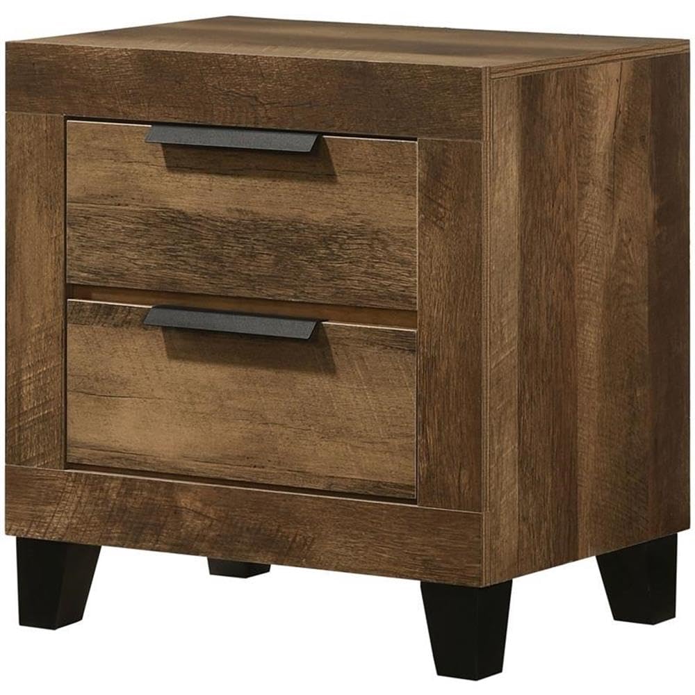 Acme Morales Wooden Rectangular Nightstand with 2 Drawers in Rustic Oak