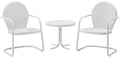 Crosley Furniture Griffith 3-Piece Outdoor Chair and Side Table Set, Retro Metal Bistro Patio Sets for Porch, White