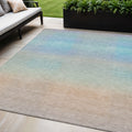 5 X 8 Sky Blue And Peach Abstract Washable Indoor Outdoor Area Rug