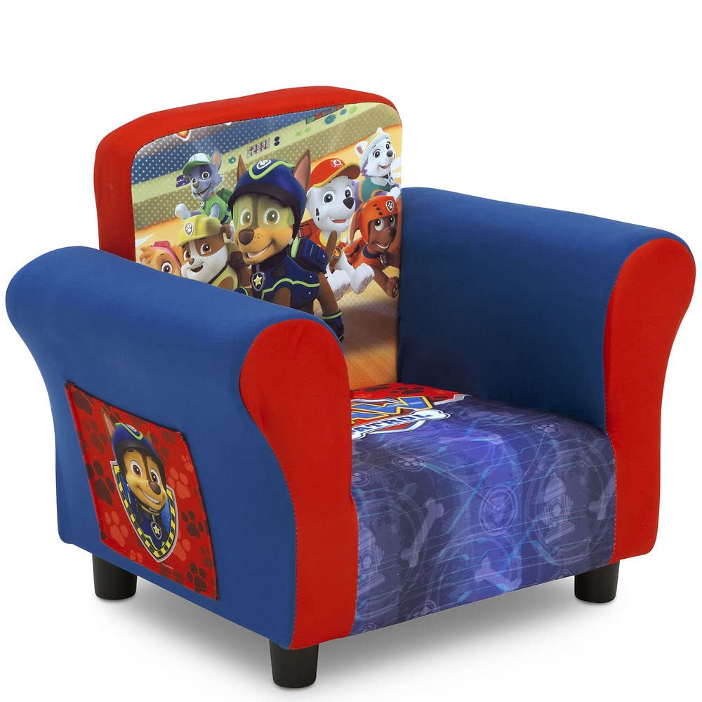 Delta Children Upholstered Chair With Paw Patrol Graphics, Wood Frame, Plush Foam Padding, Side Pockets, For Toddlers And Kids