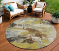 8 Brown Gray And Taupe Round Abstract Washable Indoor Outdoor Area Rug