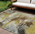 9 X 12 Brown Gray And Taupe Abstract Washable Indoor Outdoor Area Rug