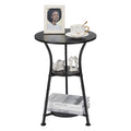 Dulcii Small Round End Table For Narrow And Small Space, 3-Tier Round Accent Couch Beside Table, Modern Side Table Corner Sofa Table Nightstand For Living Room Bedroom,Black