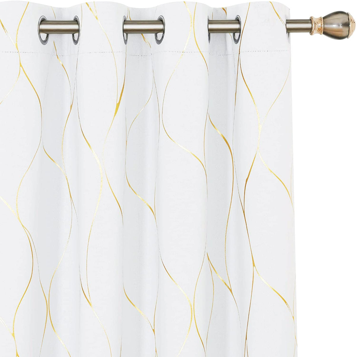 Deconovo Grommet 50% Blackout Curtains, Foil Printed Grommet Room Darkening Window Panels, Thermal Insulated Curtain Drapes For