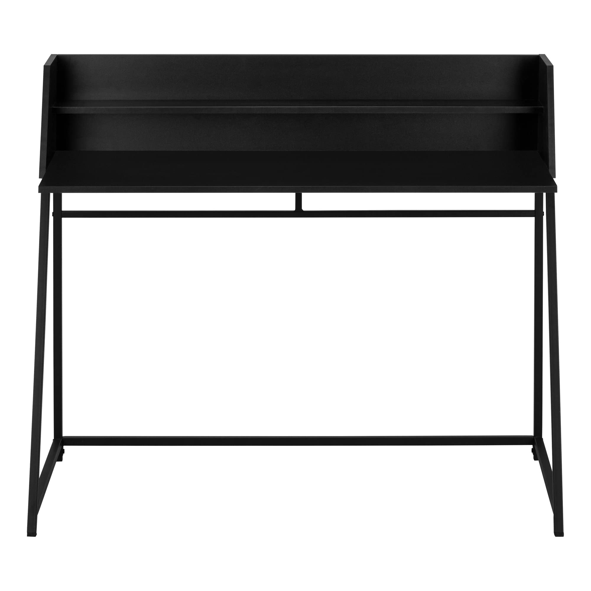 Monarch Specialties I 7547 Computer Desk, Home Office, Laptop, Storage Shelves, 48' L, Work, Metal, Laminate, Black, Contemporary, Modern