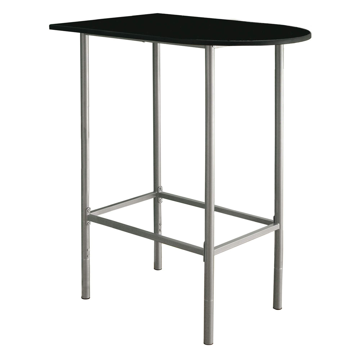 Monarch Specialties 2335 Table, Height, Pub, 36&quot; Rectangular, Small, Kitchen, Laminate, Black, Grey, Contemporary, Modern Home Bar-24&quot;X 36&quot; Silver Metal Spacesaver, 35.5&quot; L x 23.75&quot; W x 41&quot; H