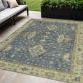 5 X 8 Blue And Green Floral Washable Indoor Outdoor Area Rug