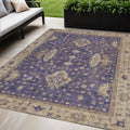 5 X 8 Purple And Beige Floral Washable Indoor Outdoor Area Rug