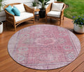 8 Pink And Blush Round Floral Medallion Washable Indoor Outdoor Area Rug