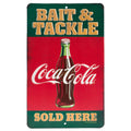 Coca-Cola Bait and Tackle Embossed Metal Sign - Vintage Coca-Cola Fishing Sign for Lake House, Cabin or Lodge