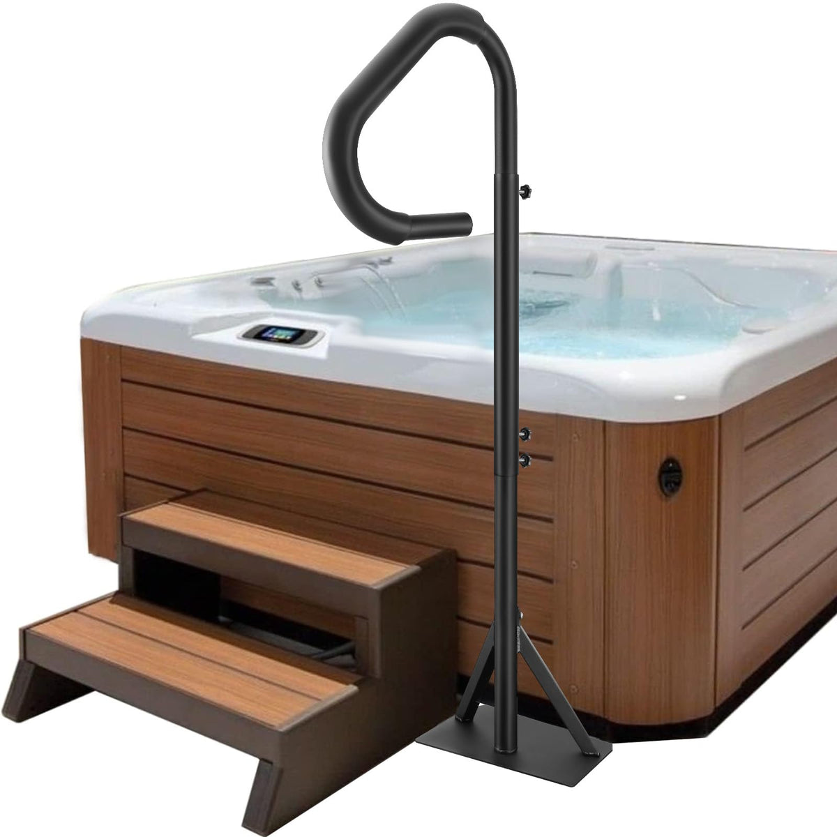 VEVOR Hot Tub Handrail, 360 Rotatable Spa Side Handrail with 48''-63'' Adjustable Height, Rust-proof Aluminum Spa Step Hot Tub H