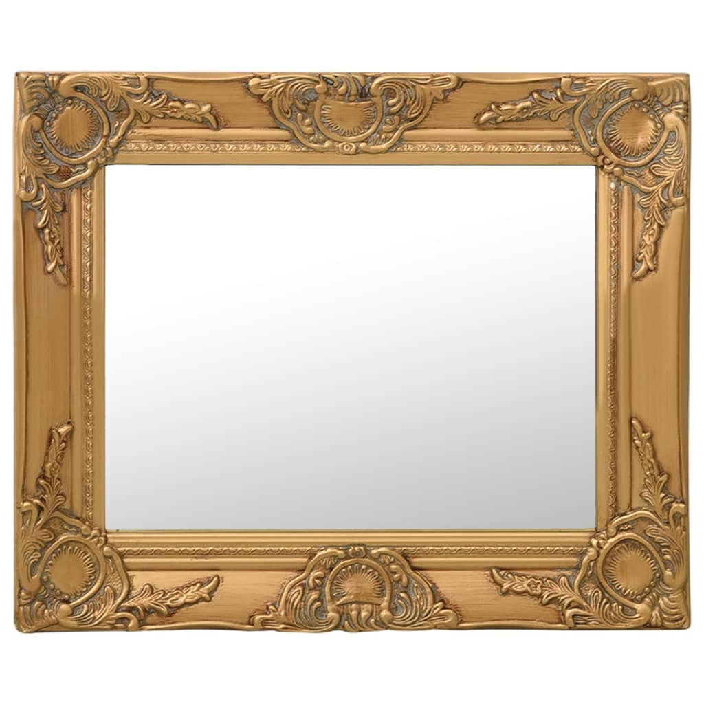 vidaXL Wall-Mounted Mirror, Baroque Style Gold Frame, Beveled Edge, Decorative Antique-Look, Rectangle Shape, Suitable for Bathroom/Dressing Room