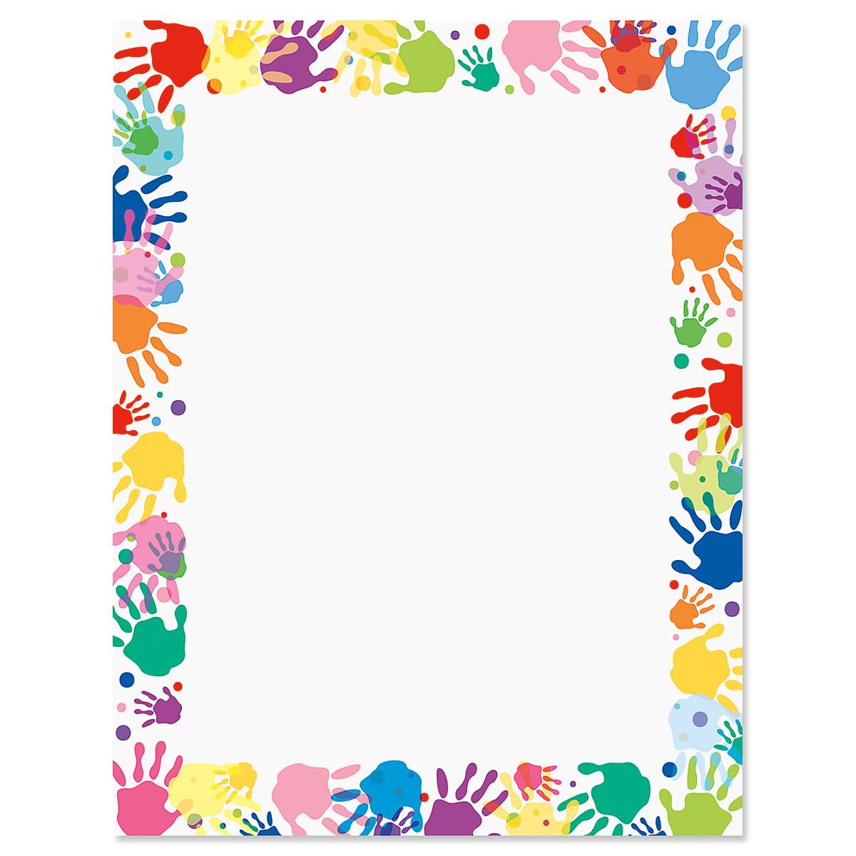 Current Handprint Frame Kids Party Letter Paper - Birthday Stationery Papers With Decorative Border Designs, Printable Holiday,
