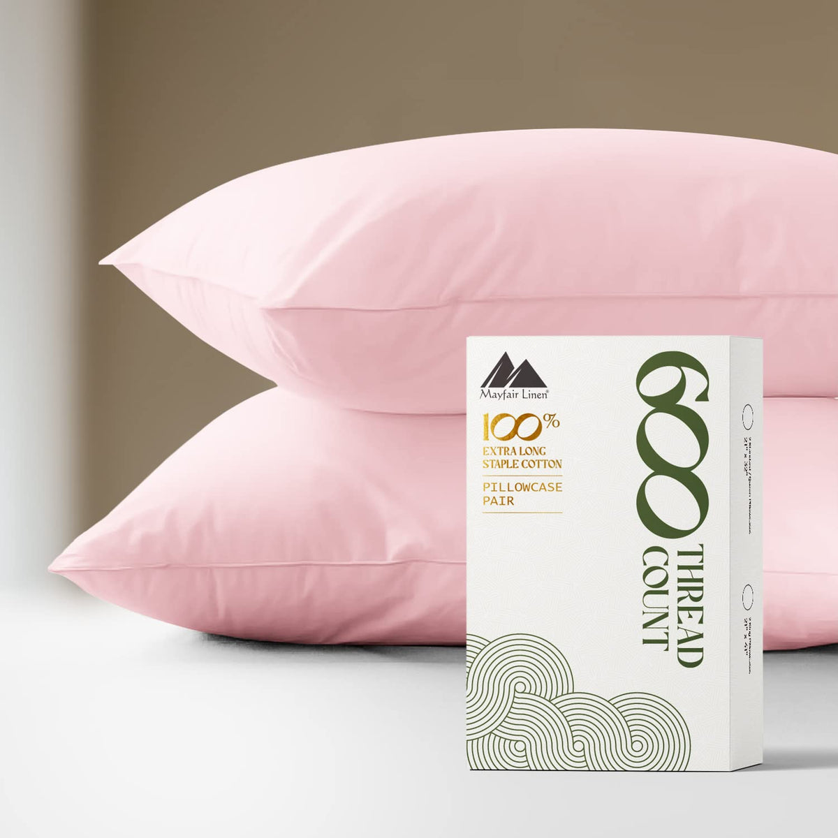 Mayfair Linen 100% Egyptian Cotton Pillow Cases King - 600 Thread Count Pillow Cases King Size Set Of 2, Soft Cooling & Breathab