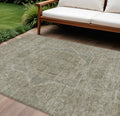 10 X 14 Gray And Silver Medallion Washable Indoor Outdoor Area Rug