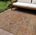 8 X 10 Rust And Blue Medallion Washable Indoor Outdoor Area Rug