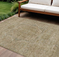 8 X 10 Tan And Gray Medallion Washable Indoor Outdoor Area Rug