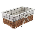 Small Wicker Storage Basket, Rectangular Woven Basket with Lining, Natural