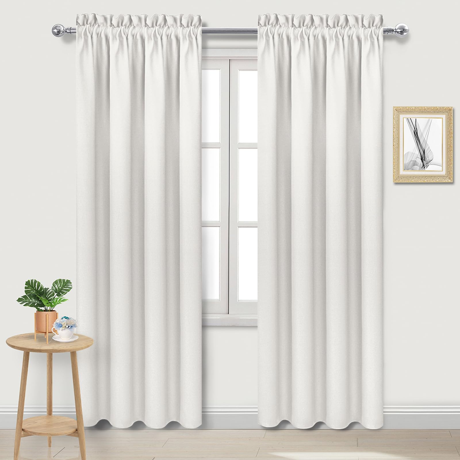 Dwcn Blackout Curtains Thermal Insulated, Energy Saving & Noise Reducing Bedroom And Living Room Curtains, Ivory, W 42X L 84 Inc
